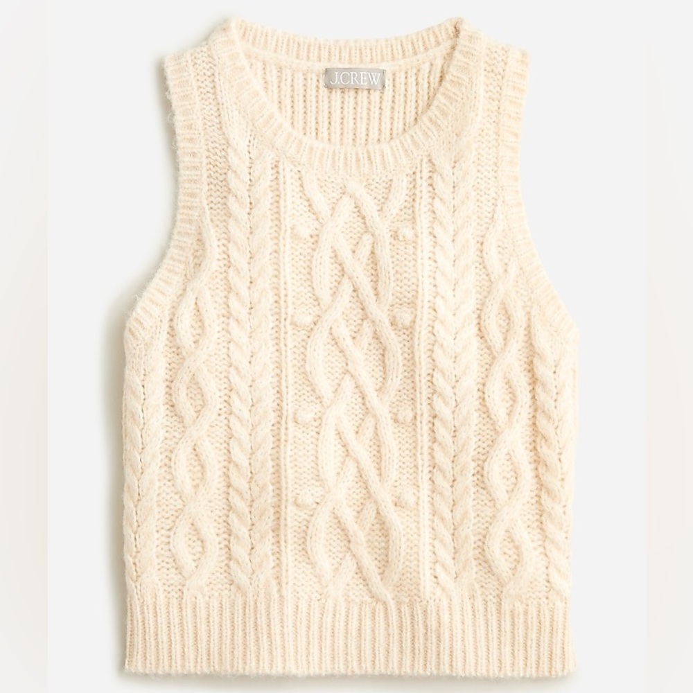 J Crew Cropped Cable-Knit Sweater Shell